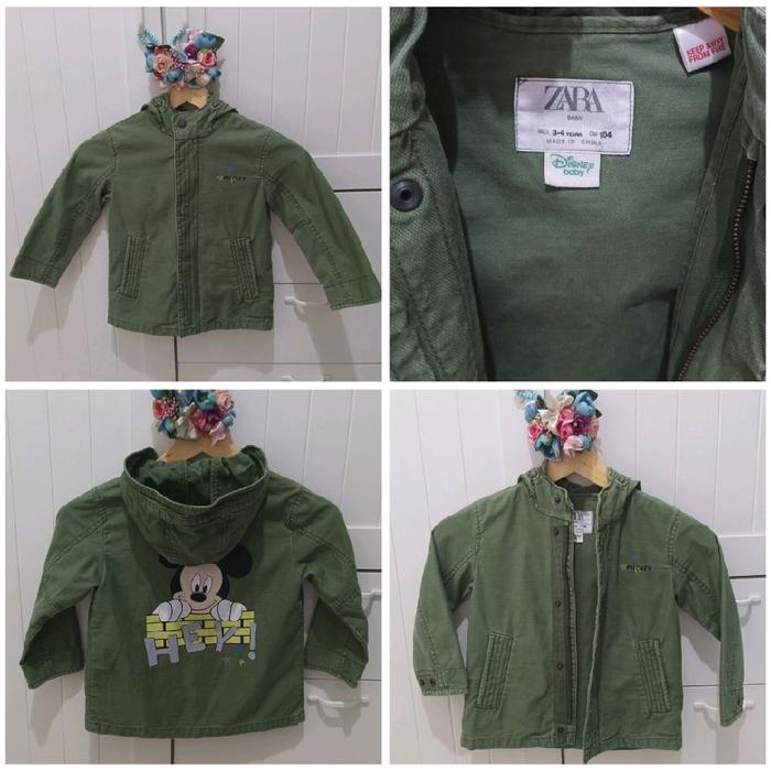 Preloved Jacket Jeans Zara Disney Baby 3-4years Mickey Mouse Army baju anak bayi unisex cewek cowok 