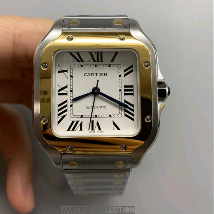 JAM TANGANCARTIER SANTOS DE CARTIER WHITE DIAL STRAPP STAINLESS AUTOMATIC 40MM