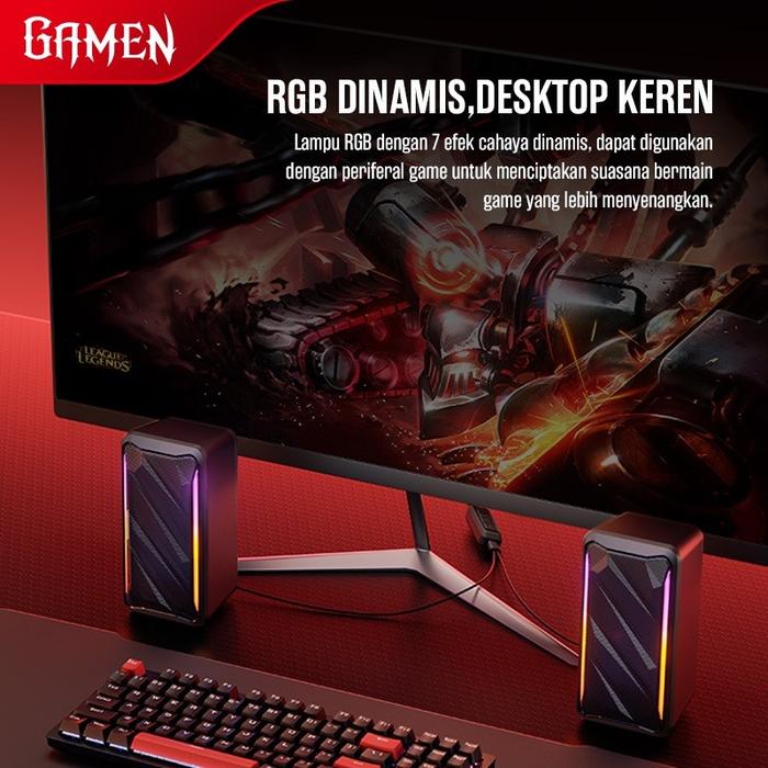 [HWARTZ] GAMEN Speaker PC Gaming Bluetooth 5.3 Surround Sound GS7 Speaker Laptop Speaker Komputer Sp