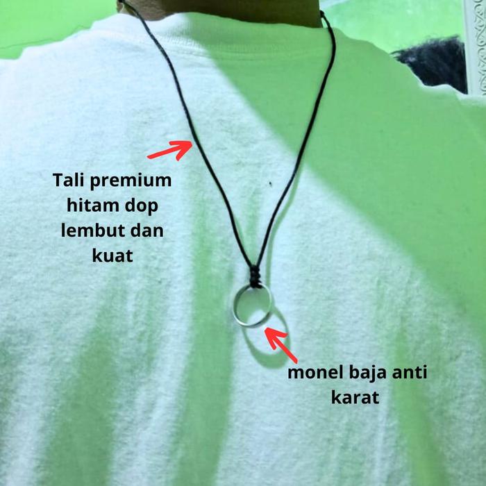 Kalung Tali liontin cincin monel Baja anti karat / kalung handemade / kalung premium keren pria wani