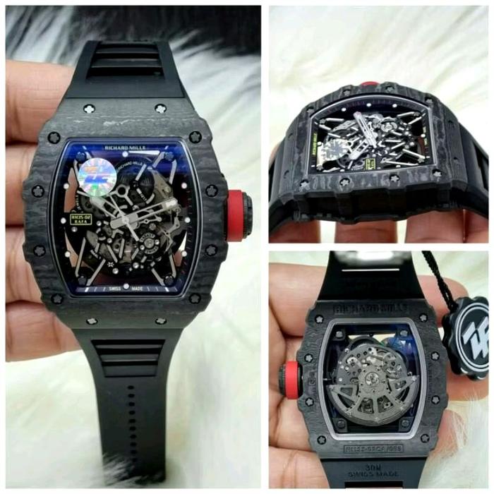 Jam Tangan Pria RM35 Automat1c Body Carbon Strap Rubber Mesin Swiss ZF New