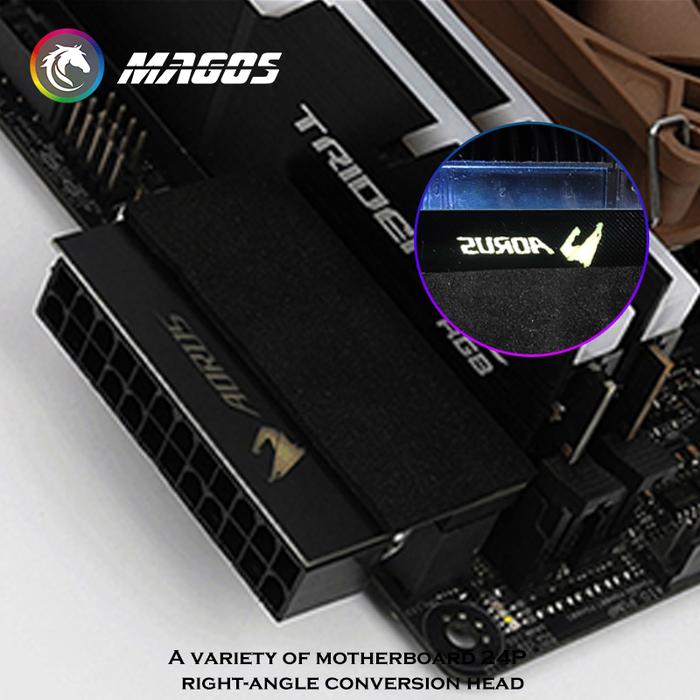 PC M/B ATX PSU 24 Pin Right Angle 90 Degree Connector Adapter 5V/12V