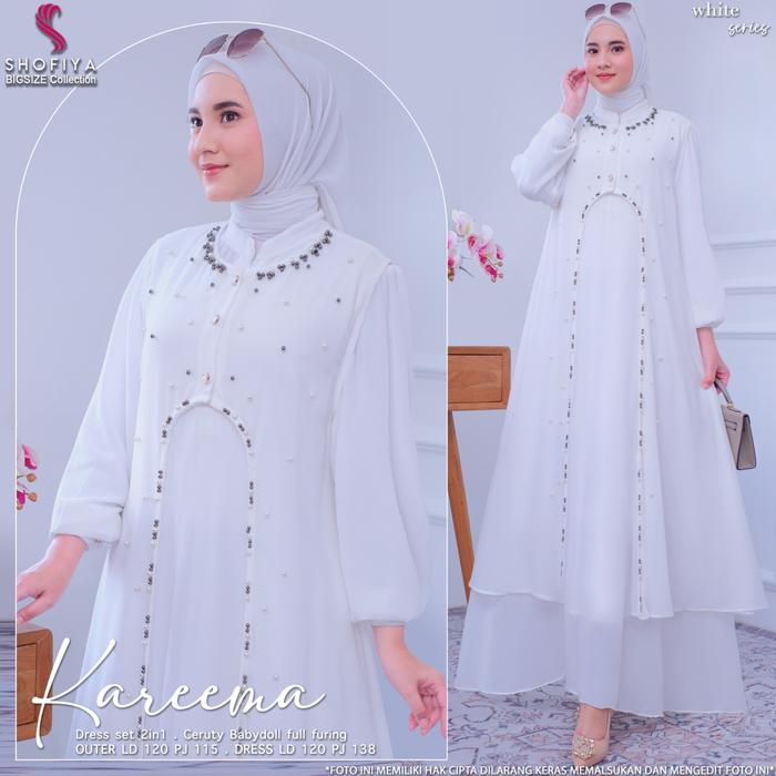 KAREEMA AZRA DRESS SET 2IN1 JUMBO LD 120 2XL XXL BAHAN CERUTY MIX FURING By SHOFIYA GAMIS JUMBO TERB