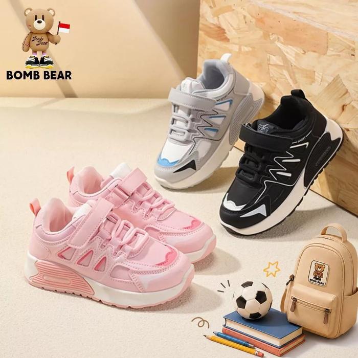 SPECIAL GUNCANG 9.9 BOMB BEAR STYLE  YN-XYY6301 Sepatu Sekolah Anak Dengan Fashion Sneakers Mesh Sin