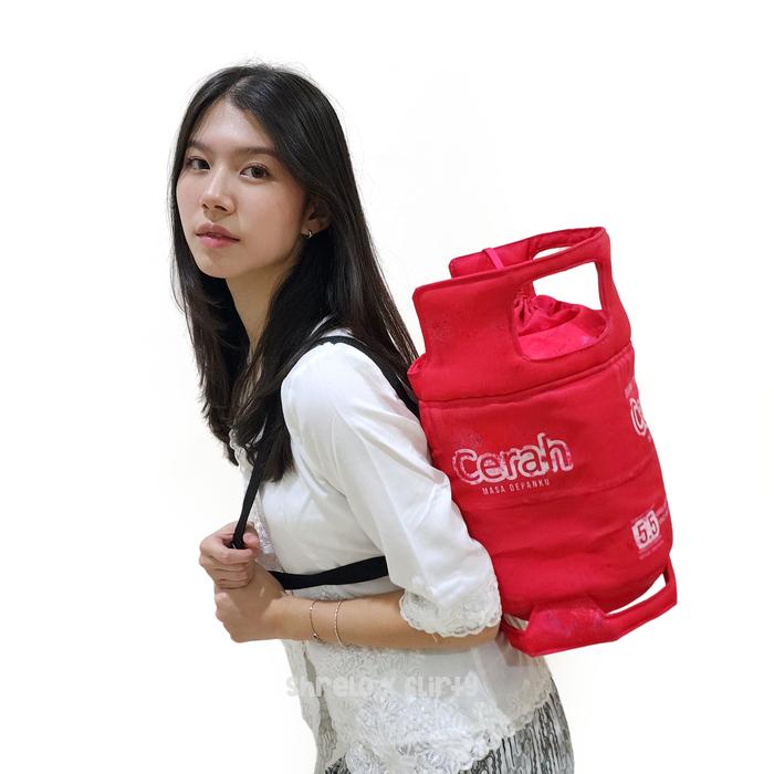 Tas Ransel Unisex Pria Wanita Backpack Gendong Bentuk Tabung Gas LPG Pink 5.5 kg Berkarat Shrelo Fli