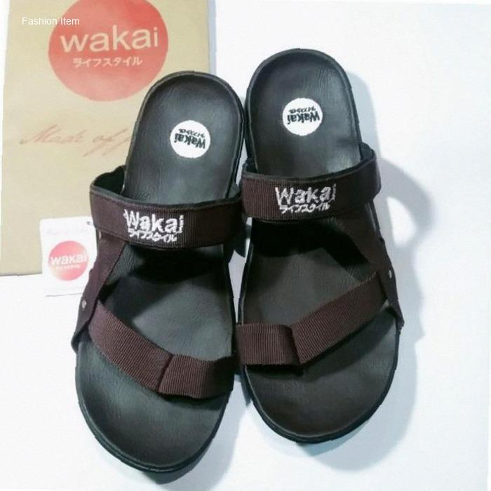Sandal Wakai Pria/Wanita Putih dengan Outsole PVC dan Insole Eva Dibungkus Kulit Sintetis - Jepit | 