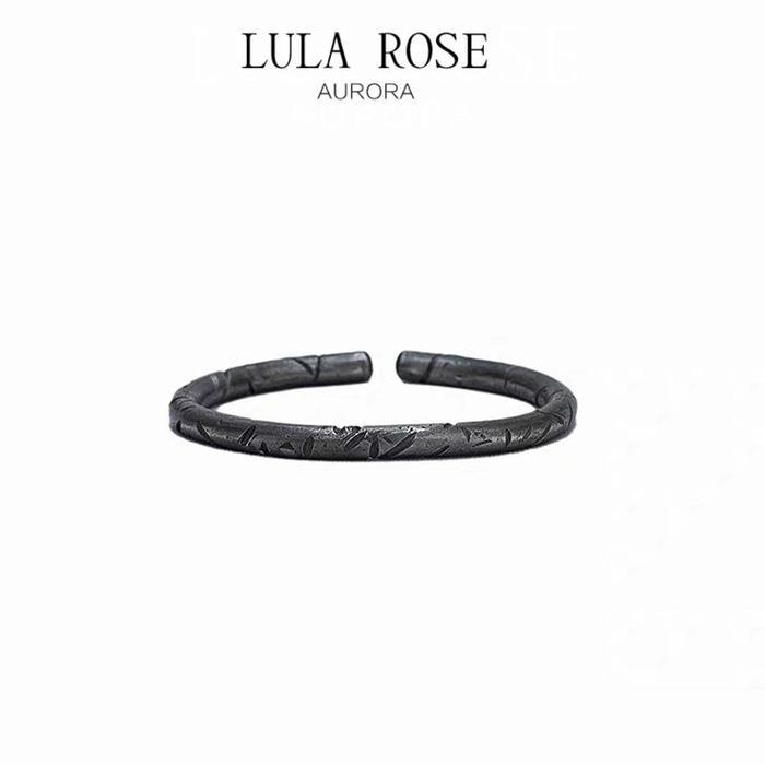 LULA ROSE Gelang Ukiran Bambu Hitam｜Model Terbuka Gaya Street Style
