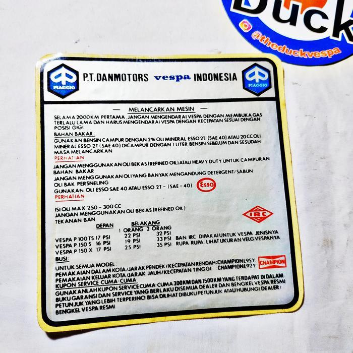 Stiker PTS RUNNING IN DANMOTOR Vespa Indonesia (NOS) [NTS]