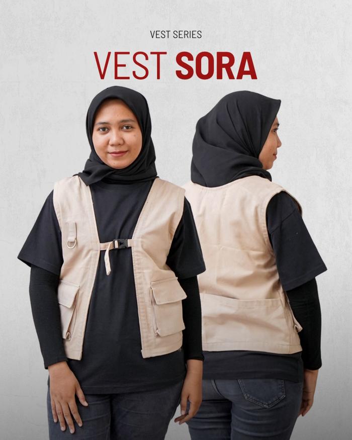 Vest Rompi Sora Woodcrafy Vest Barista Coffee Shop