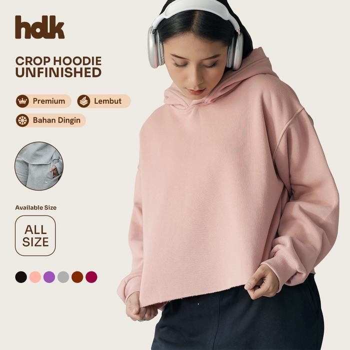 Hoodieku Hoodie Crop Wanita Unfinished Premium Polos | Fleece Tebal & Adem | Lokal Handmade