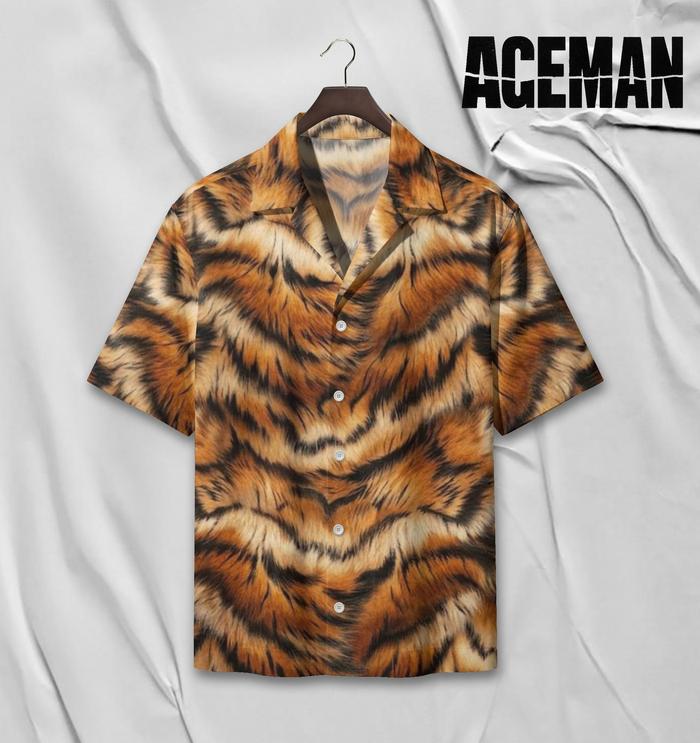 AGEMAN Kemeja Full Print Motif Kulit Macan | AG-19