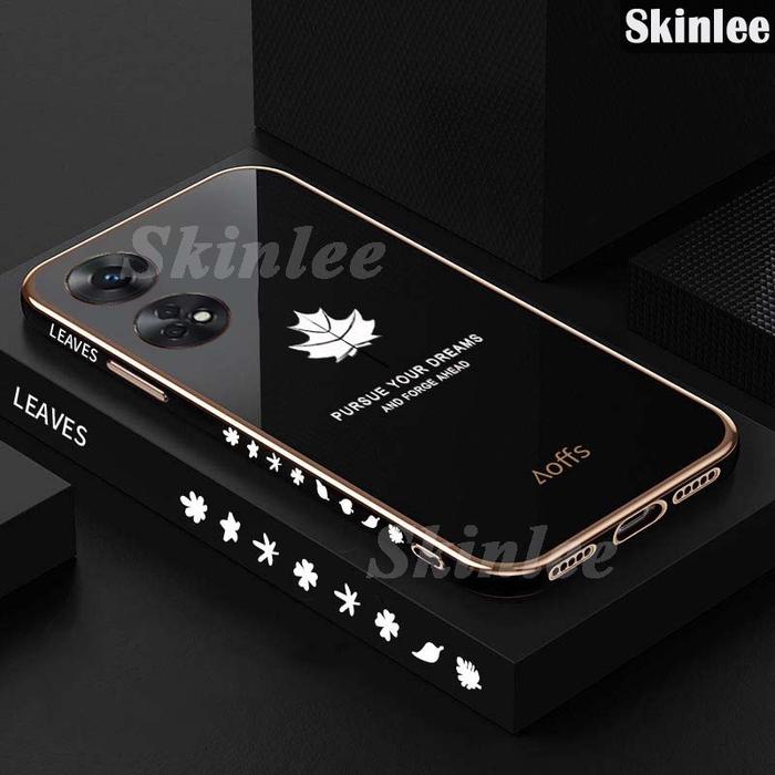 Case Oppo Reno 8T 4G 5G Terbaru Silikon Motif Maple Free Tali Lanyard Soft Casing Handphone