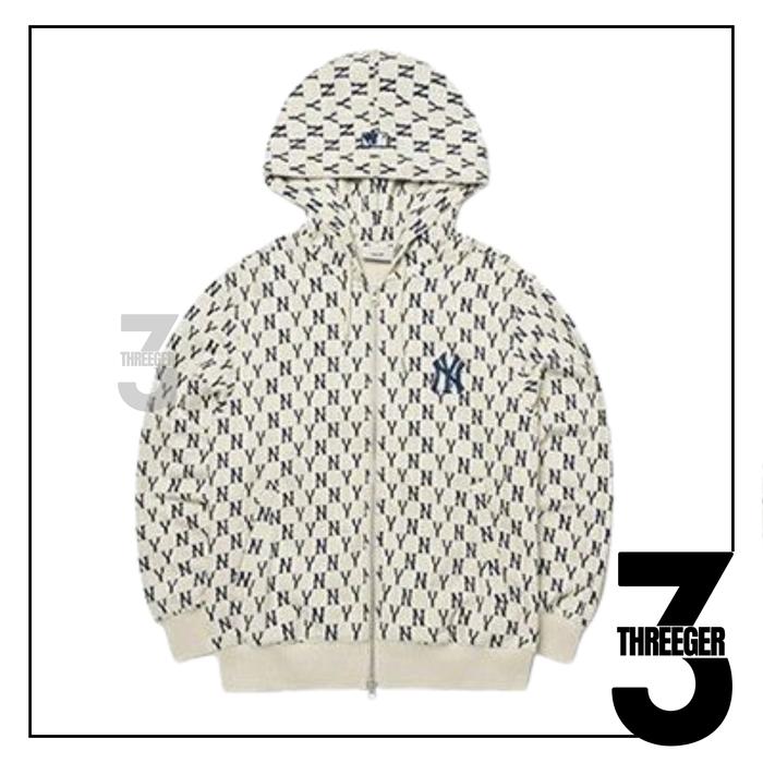 MLB NY Yankees Monogram Zip Hoodie Ivory Original / MLB Authentic
