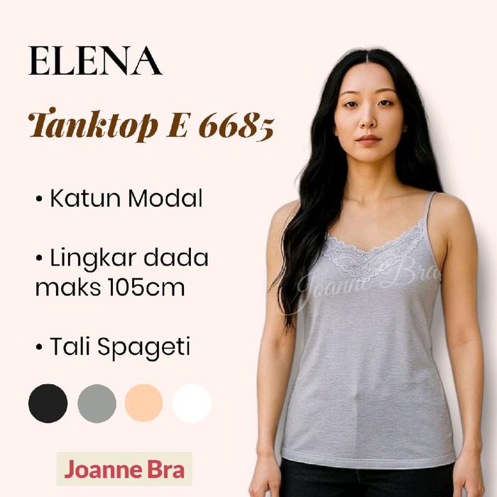 Elena Tanktop Spaghetti Singlet Camisole E 6685 - Tanktop Kaos Tali Kecil V-Neck Polos Katun