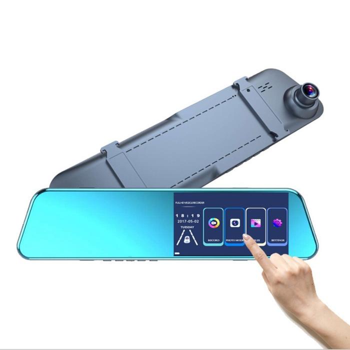SMARTCOM ~ Dashcam Mobil Spion 5 Inci HD 1080P Depan Belakang DVR Mobil Kaca Spion Touch Screen
