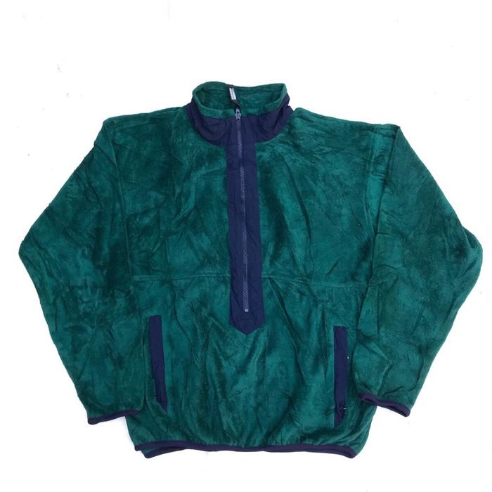 Vintage Sierra Sport Design Green Polar Fleece retro pile cardigan jacket halfzipper Made in mexico