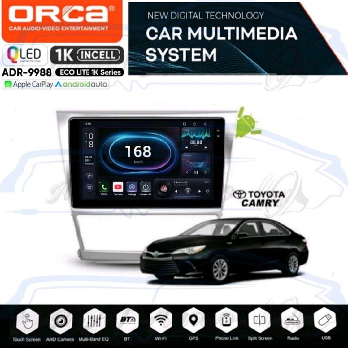 HEAD UNIT TAPE TV MOBIL ANDROID MERK ORCA/DHD/SKELETON UNTUK TOYOTA CAMRY 2006-2012 LAYAR 10"