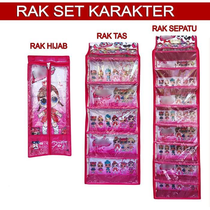[] [MURAH] Rak Set Gantung 3in1 Karakter / Rak Set Gantung 4in1 (HBO+HSO+HJO) / Rak Tas + Sepatu + H