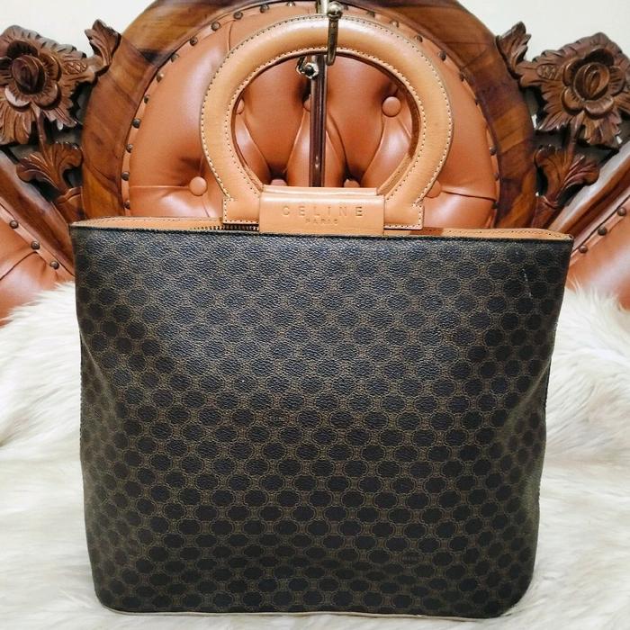 Celine Triomphe Vintage Leather Tote Bag