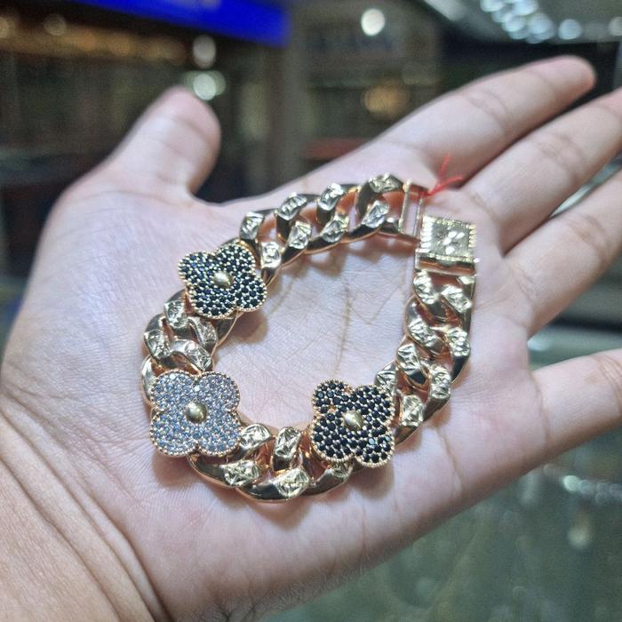gelang rantai bunga hitam kadar 375