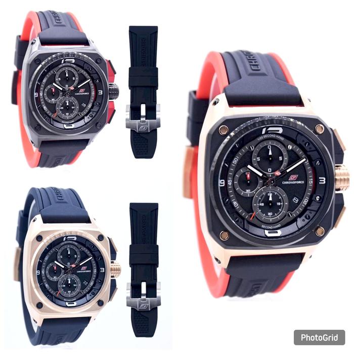 Jam Tangan Original Chronoforce Pria 5335 Garansi Resmi New Quartz Rubber Sport Fashion