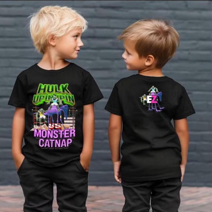 KAOS ANAK MONSTER CATNAP VS HULK UPIN IPIN Fashion