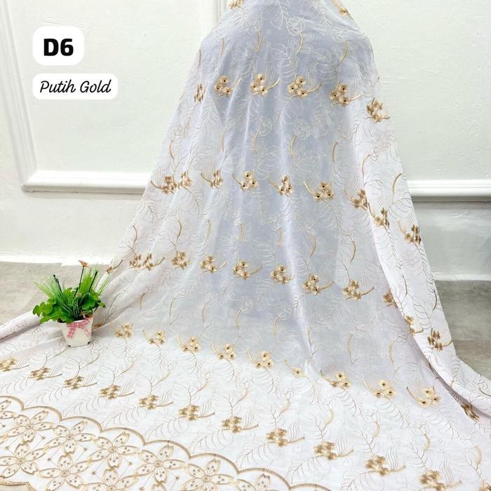 Kain kebaya bordir warna putih