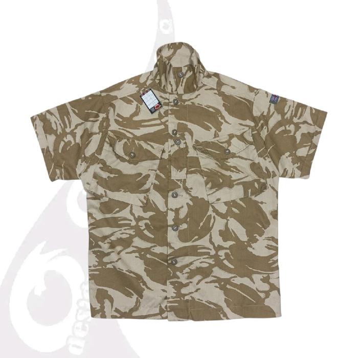 vintage 90s short sleeve kemeja slant pocket desert dpm british army