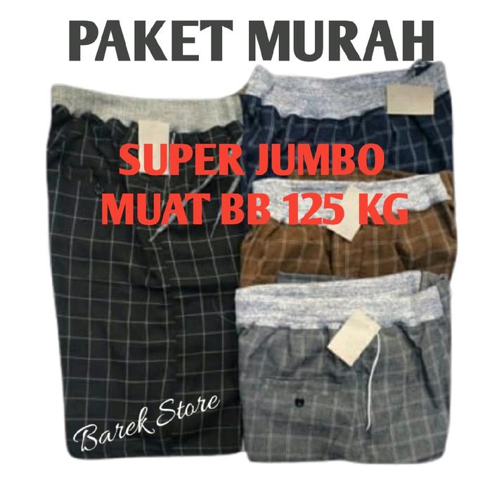 Promo Murah 4pcs Celana Pendek Barek Store Tartan Kotak Big Size Cowok 4XL Lingkar Perut 80-130cm Te