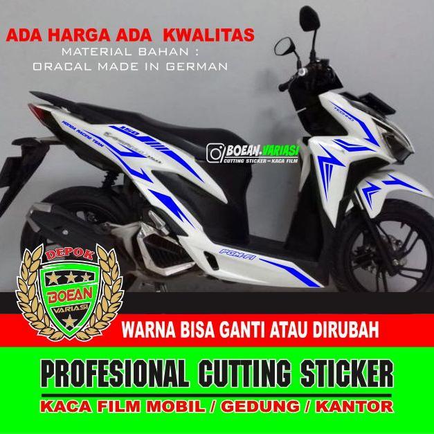 Cutting Sticker Vario 150 New Hitam Putih Merah Biru [NTS]