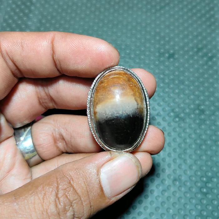 batu akik fosil galih asem multi colour tembus atas bawah