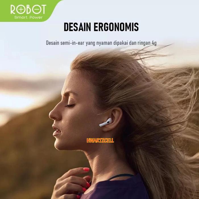 [HWARTZ] HEADSET BLUETOOTH HANDSET T60 ROBOT TWS AIRBUDS HALF EAR WIRELESS BLUETOOTH GARANSI