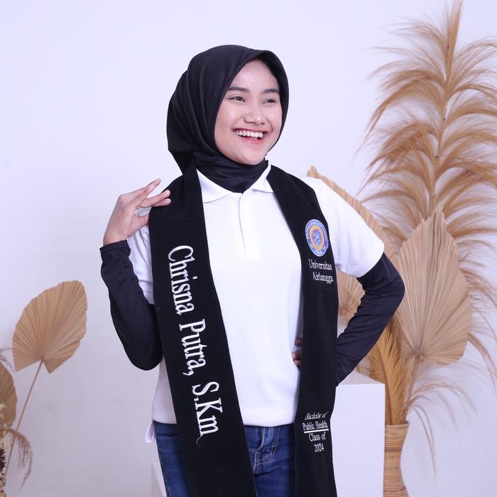 Selempang Wisuda Bordir & Furing Bahan Bludru Premium Tebal Aksesoris Biru Elegan
