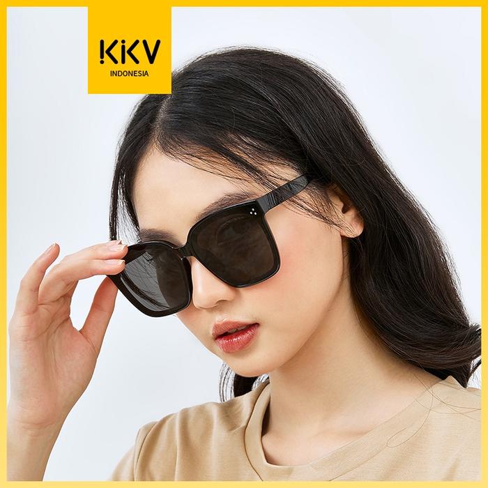 kkv cool black sunglasses Wanita Kekinian Anti UV Anti Silau Kacamata Hitam Kotak Oversized