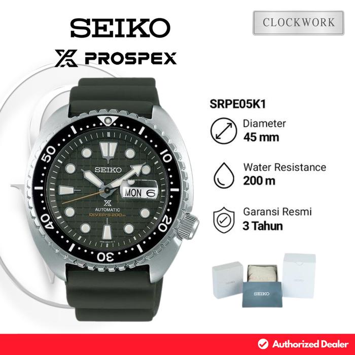 Jam Tangan Pria Seiko Prospex SRPE05K1 King Turtle Karet Automatic Sporty Diver's Watch 200 m