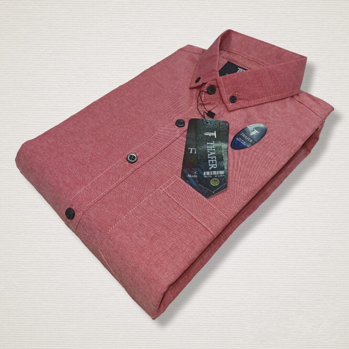 Kemeja Polos Lengan Pendek Pria Cotton Oxford Size M-XL - 123, M