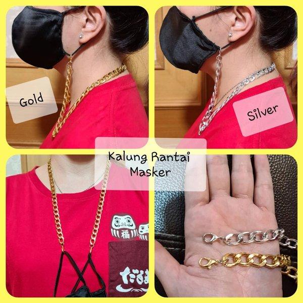 TALI GANTUNGAN KALUNG MASKER RANTAI RANTE MASKER MASK CHAIN EMAS SILVER HITAM JUMBO BESAR BIG PRIA W