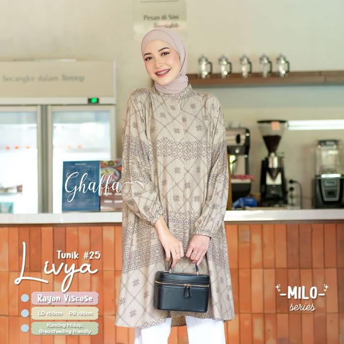 Livya Tunik by Ghaffa The Label - atasan tunic blouse rayon motif premium busui Ap