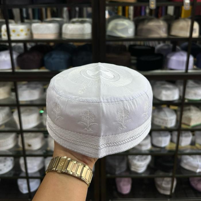 KOPIAH MADINAH MAHABBAH PRODUKSI MARTAPURA motif pohon kurma pedang putih