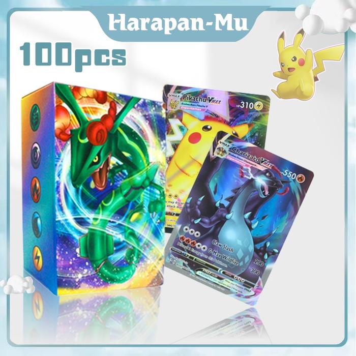 Kartu Tcg / Kartu Pikachu / Kartu Tcg / 100pcs Kartu Permainan / Card Pokemon Laser