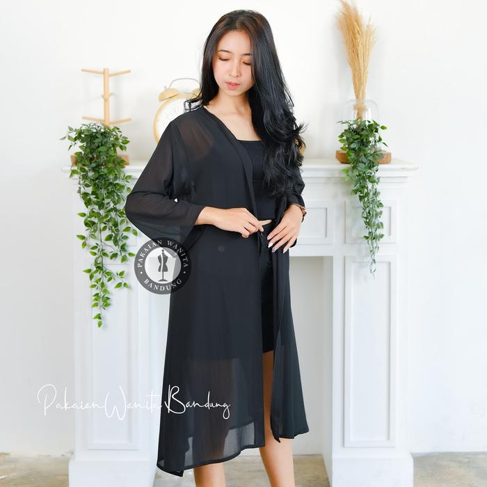 Outer Panjang Wanita kekinian/ dress wanita terbaru kardigan panjang bahan ceruti chey premium jumbo