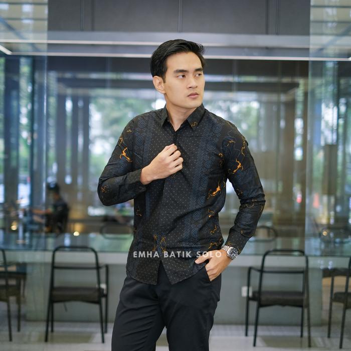 EMHA BATIK SOLO - EKALAYA | Kemeja Batik Pria Premium Lengan Panjang Slimfit Lapisan Furing Bahan Ka