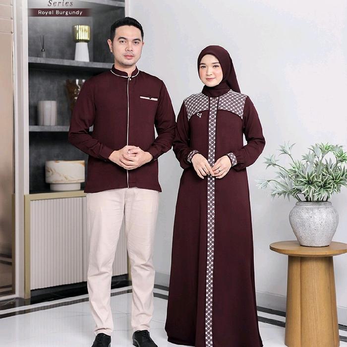 Sahira Gamis Series Salvina Dress Cantik Detail Brokat Warna Royal Burgundy