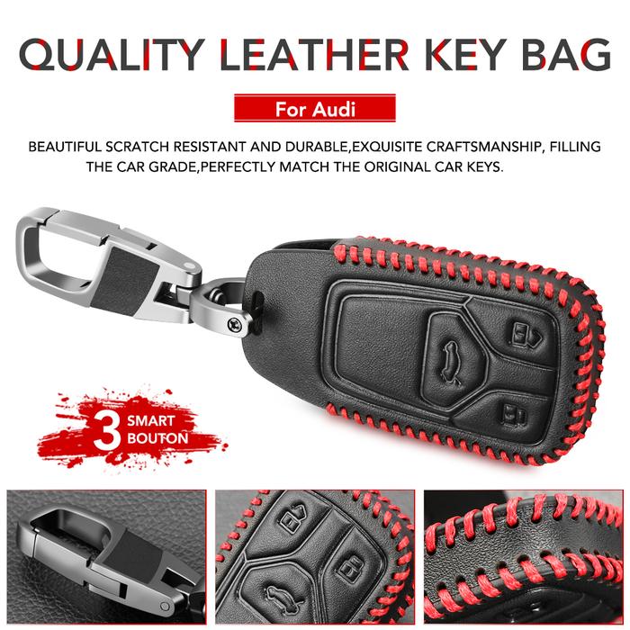 Penutup Casing Kunci Mobil Kulit untuk AUDI A4 A4L A5 Q5 Q7 TT 2016