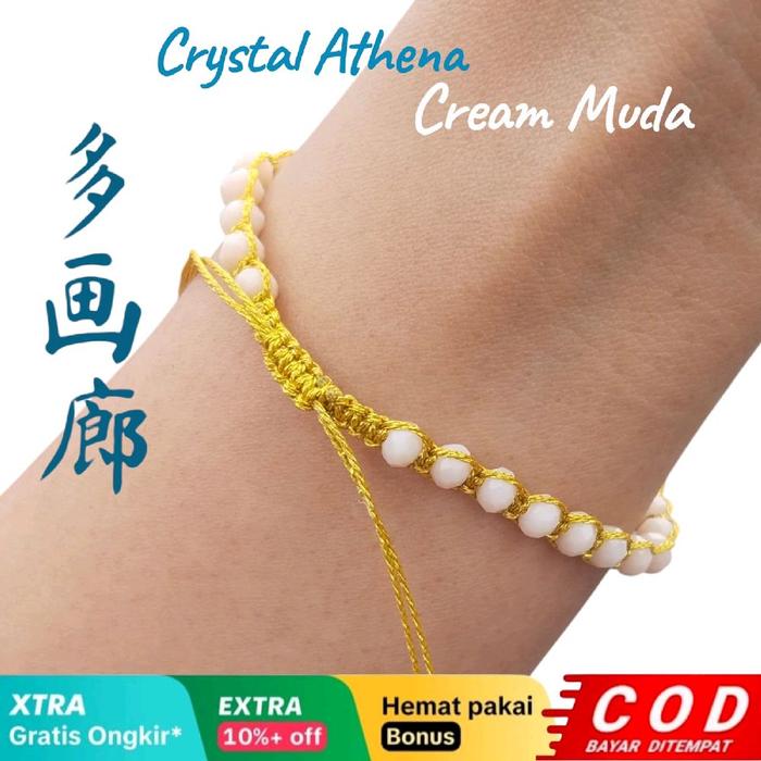 Gelang Crystal Athena Cream Muda Aesthetic Bracelets Accessories Vintage Tali Serut