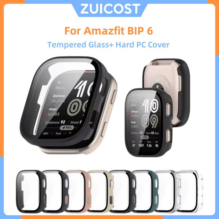 Case Amazfit BIP 6 PC Case HD Tempered Glass+ Hard Cover Protective Bumper Case for Amazfit BIP6 Sma