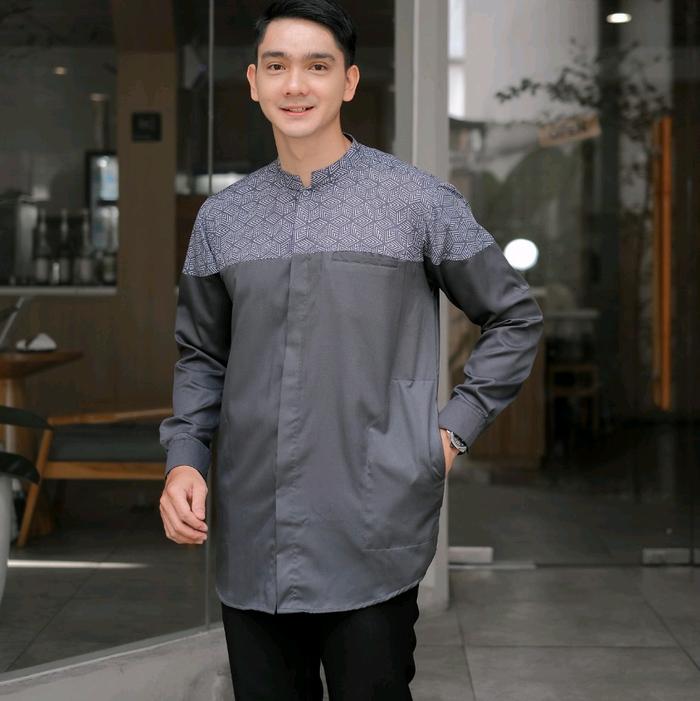 Baju Kemko Kurta Motif Sublime Lengan Panjang Original Ondrite Koko Muslim Dewasa