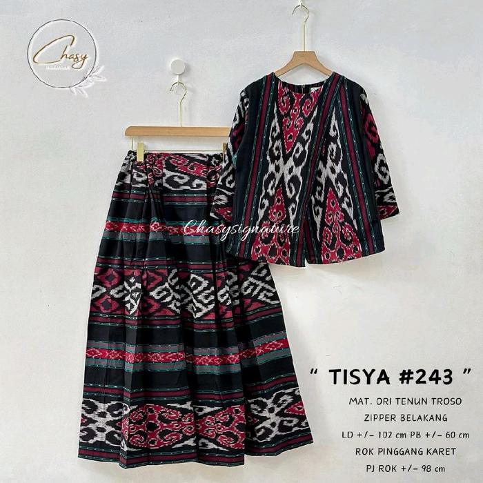 TISYA #243 ONESET SETELAN WANITA ROK DAN ATASAN BAHAN TENUN TROSO PREMIUM