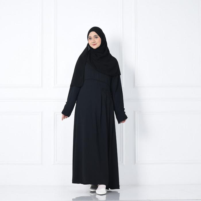 PROMO SHABIYAN GAMIS ABAYA HITAM WOLLYCRAPE POLOS 388 | ERSA DSK46