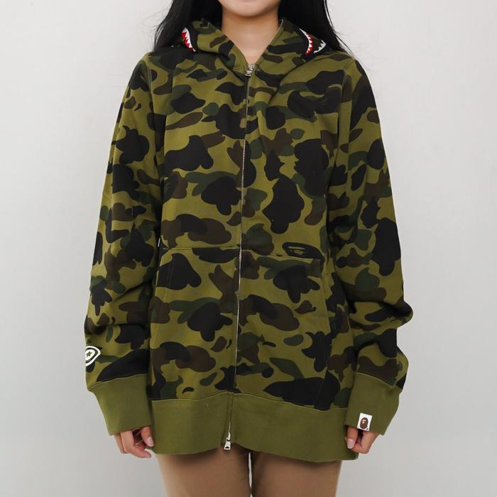 Jaket BAPE SHARK WGM CAMO GREEN FULL ZIP JACKET 100% ORIGINAL
